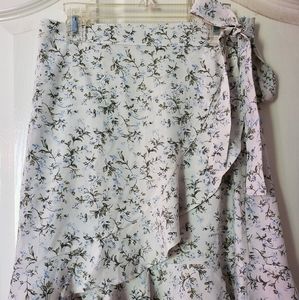 Nasty Gal Floral Print Ruffle Wrap Mini Skirt